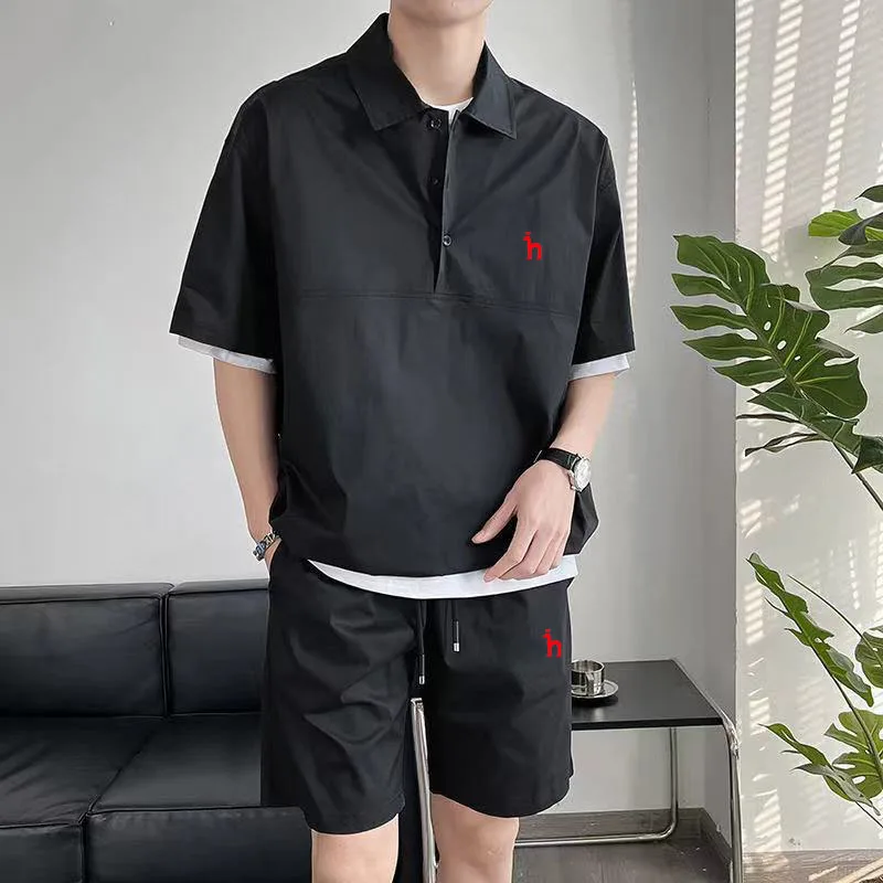 HAZZYS Brand Embroidery Logo Men's Sets Hooded T-Shirt and Shorts 2-piece Set Men's Summer Fashion Casual Short Sleeve Tops Tees