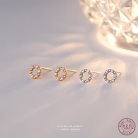 925 sterling silver geometric o set pearl zircon stud earrings for women light luxury jewelry accessories