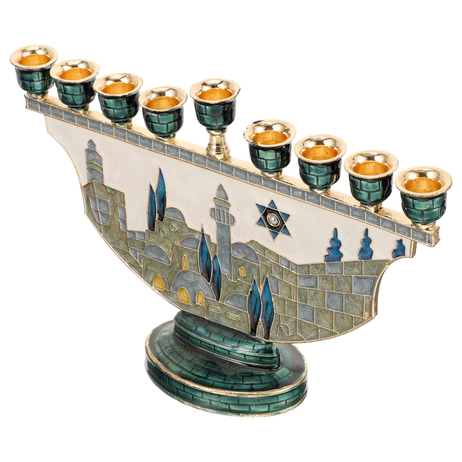 

Table Candles Jerusalem Candlestick Jewish Holder Holders for Centerpiece Hanukkah Conical Holiday Stand