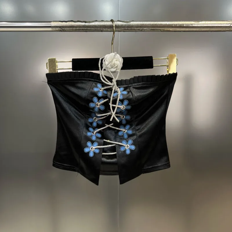 

BORVEMAYS, тонкий топ с принтом на шнурке, черный, без рукавов, темпераментный, универсальный, Новинка лета 2023, модные майки, WZ1420