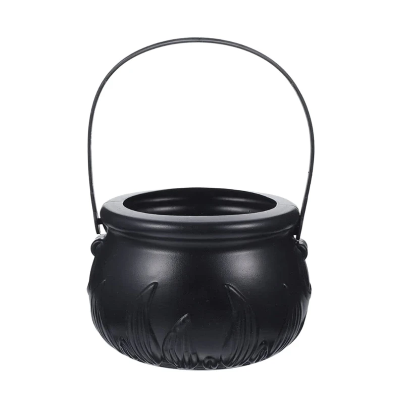 

448B 1PC Witch Halloween Decorations Cauldron Basket Trick Treat Kettle Candy Bowl Bucket Plastic Pot Child