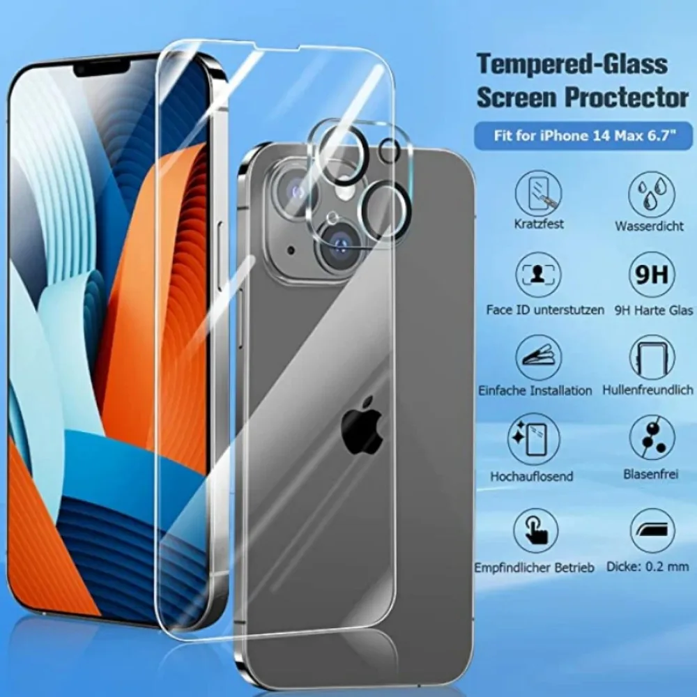 Закаленное защитное стекло 5 в 1 для iPhone 11 12 13 14 Pro Max