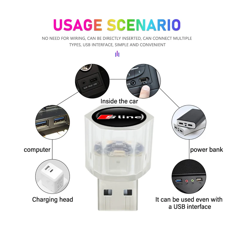 Автомобильные мини-USB светодиодные лампы окружающей среды декоративные