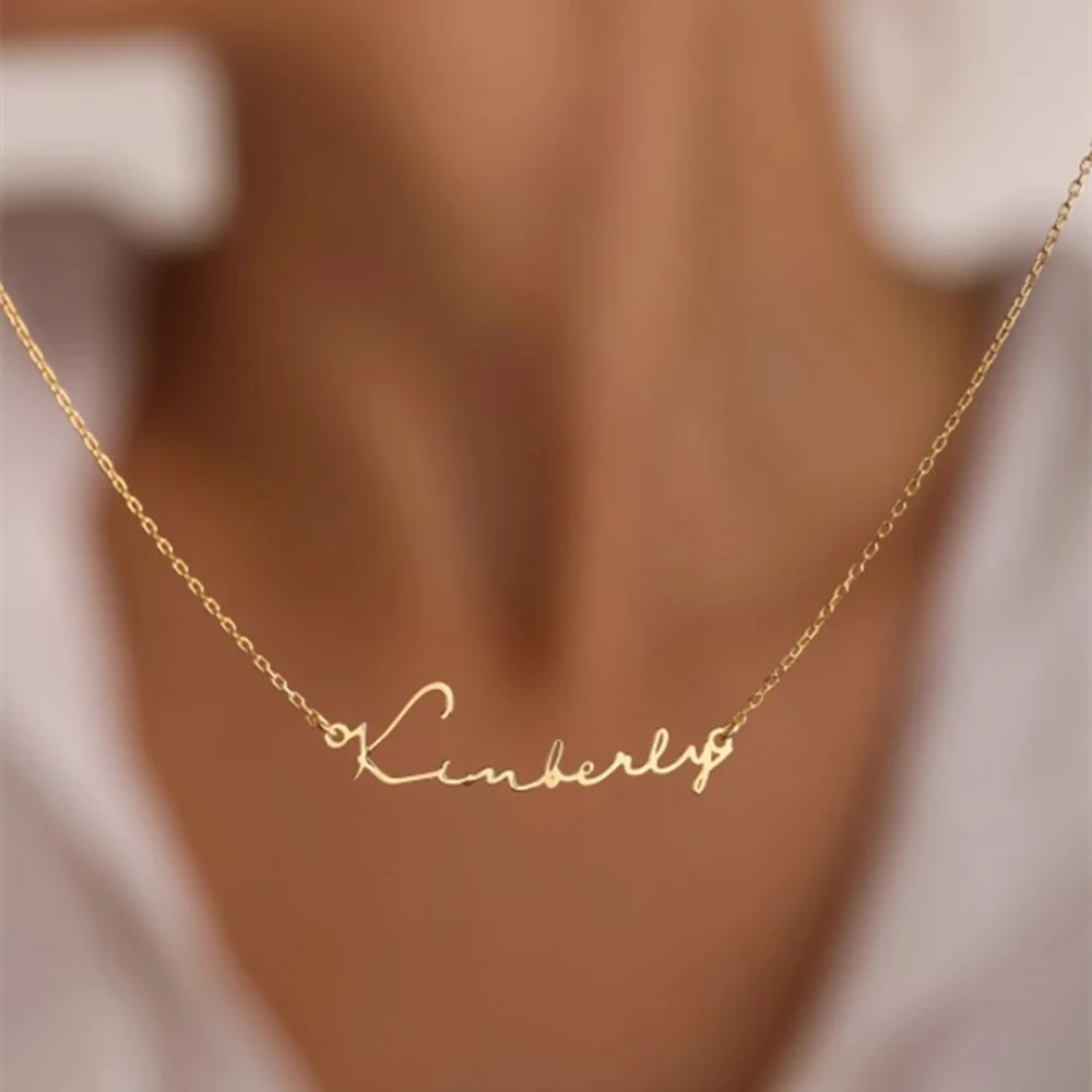 

Stainless Steel Custom Name Letter Necklace for Women Personalized Handwriting Signature Nameplate Necklace for Mom Jewelry Gift