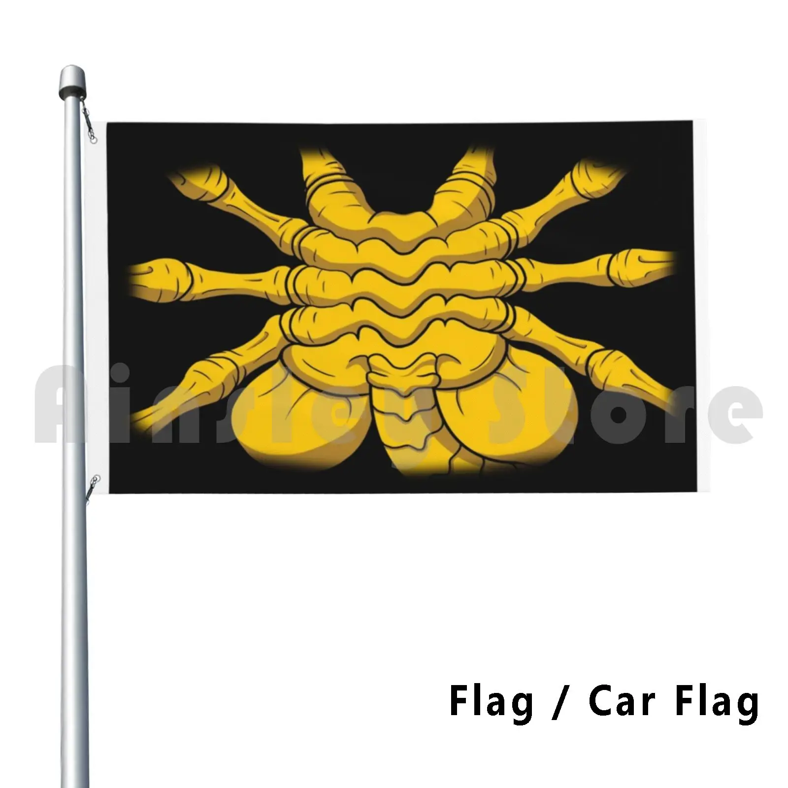 

Facehugger Flag Car Flag Funny Cyle Face Teeth Facehugger Face Hugger Xenomorph