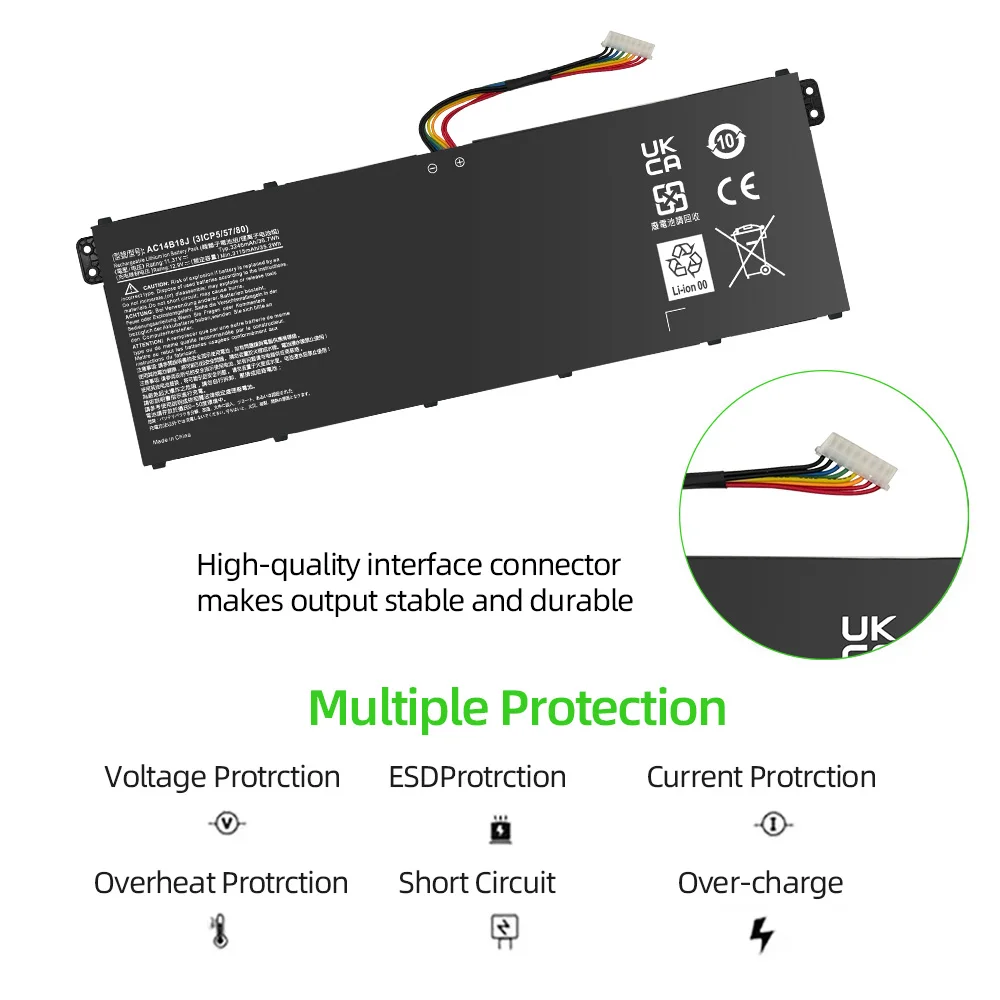 Аккумулятор SKOWER AC14B18J для Acer Aspire ES 15 ES1-571 Chromebook 11 ES1-331 13 CB3-111 CB5-311 TravelMate CB3-531 B116