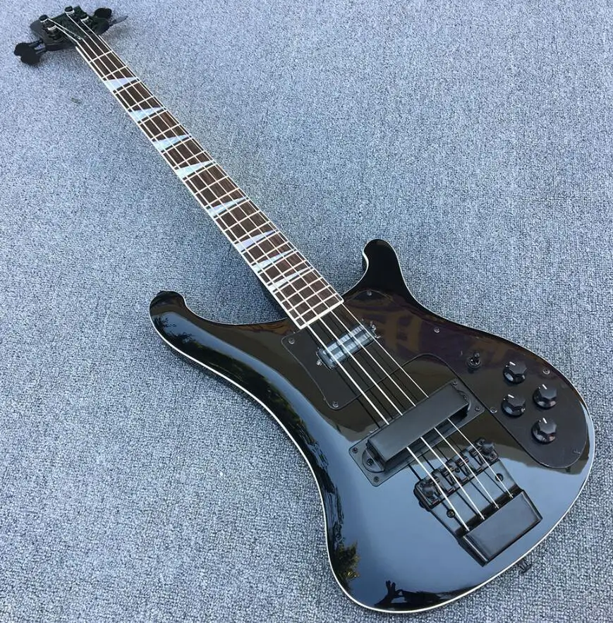 

Custom Ken 4 Strings GlossBlack 4003 Electric Bass Guitar Black Hardware, Rosewood Fretboard & Triangle MOP Inlay