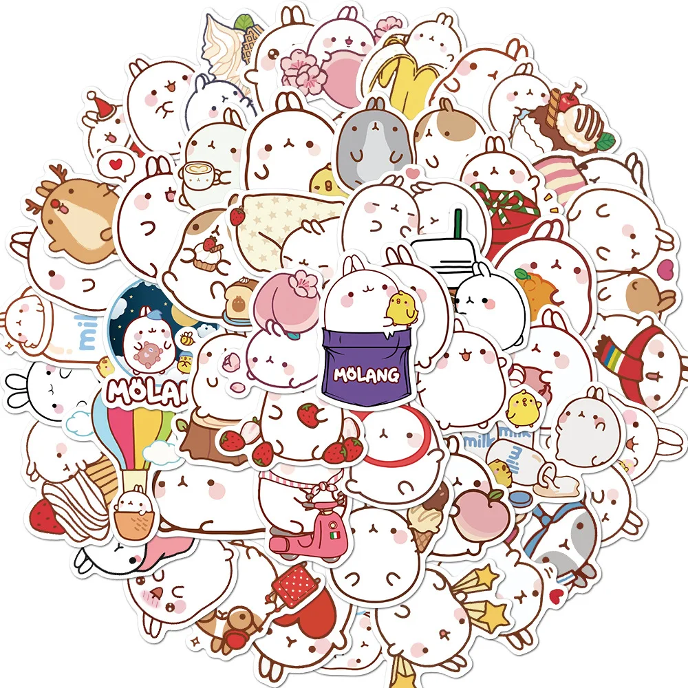 

10/30/50 шт. Мультяшные наклейки MOLANG Bunny, декоративные наклейки для чемодана, скрапбукинга, телефона, ноутбука, канцелярские принадлежности, мил...