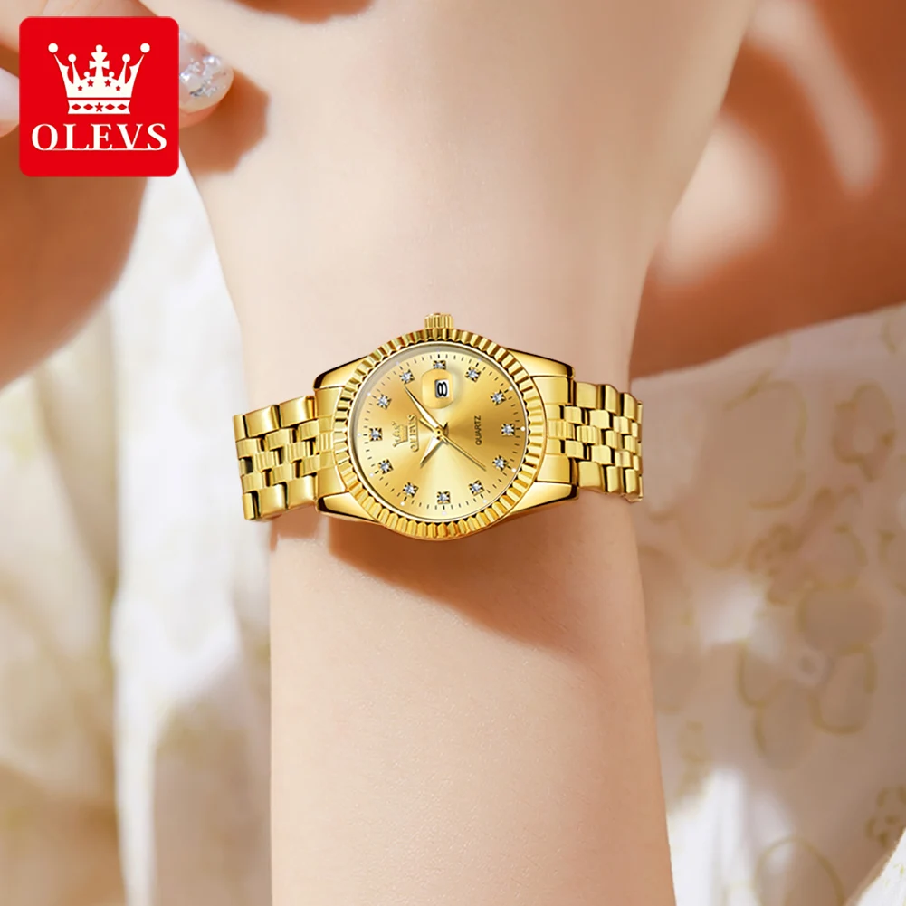 OLEVS 2023 New Gold Watch Women Watches Ladies Creative Steel Women's Bracelet Watches Female Waterproof Clock Relogio Feminino