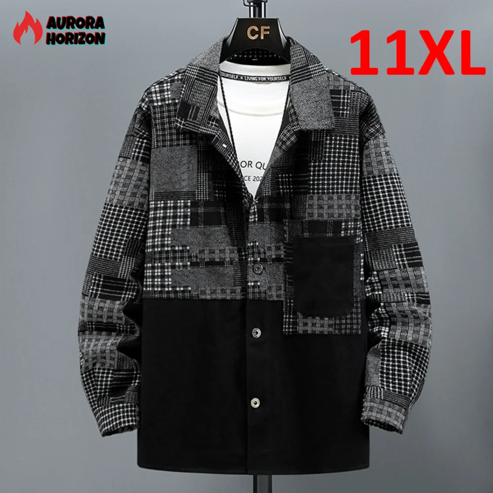 

ZOZOWANG Color Block Patchwork Denim Jacket Men 11XL 10XL 150kg Plus Size Jean Jackets Vintage Coat Male Big Size Outerwear