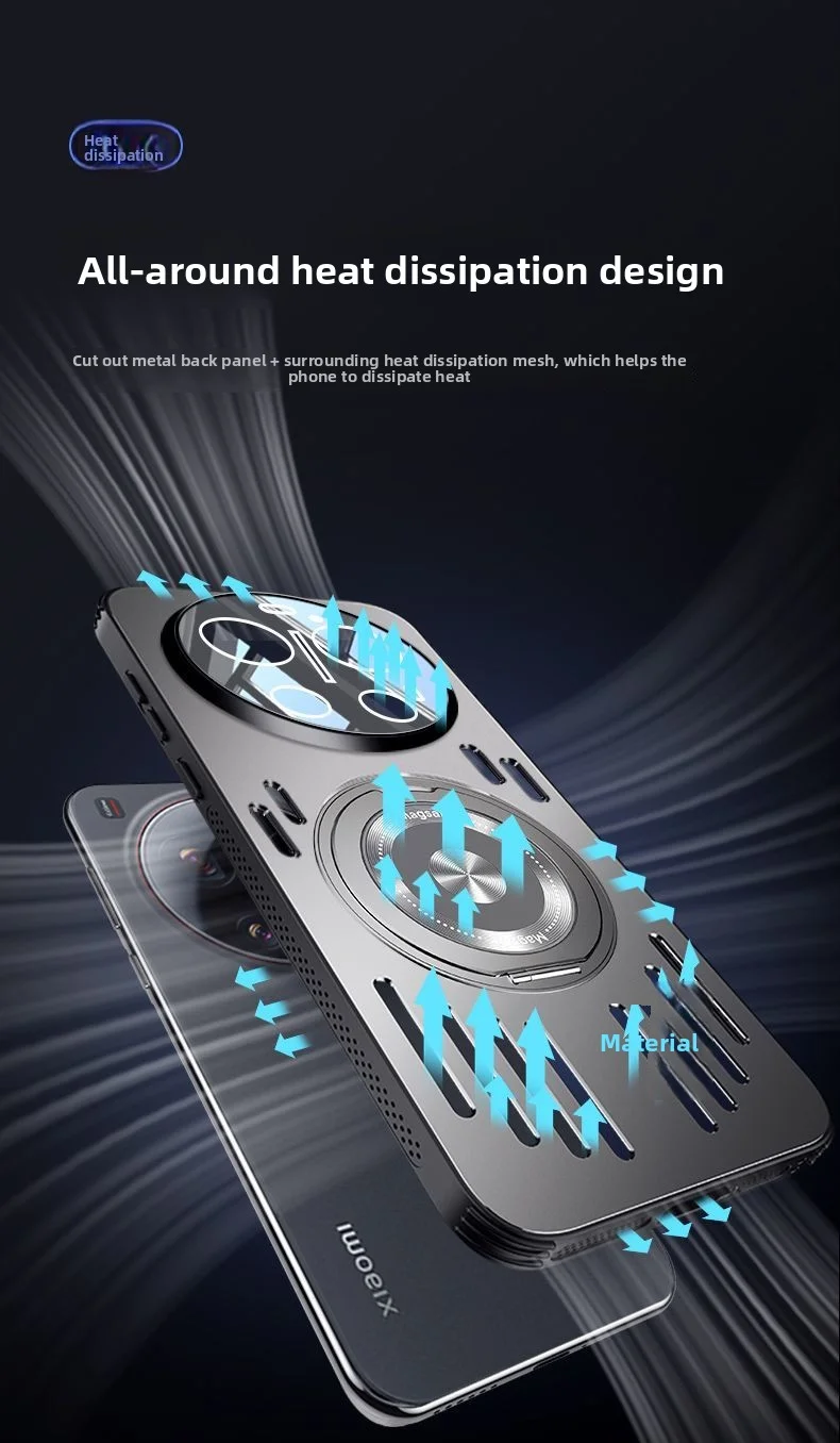 Фото Чехол для Xiaomi Mi 17 Ultra, жесткий металлический, с магнитным кольцом-подставкой для отвода тепла, защитная задняя крышка для Xiaomi Mi 17, 15, 14 Ultra №2