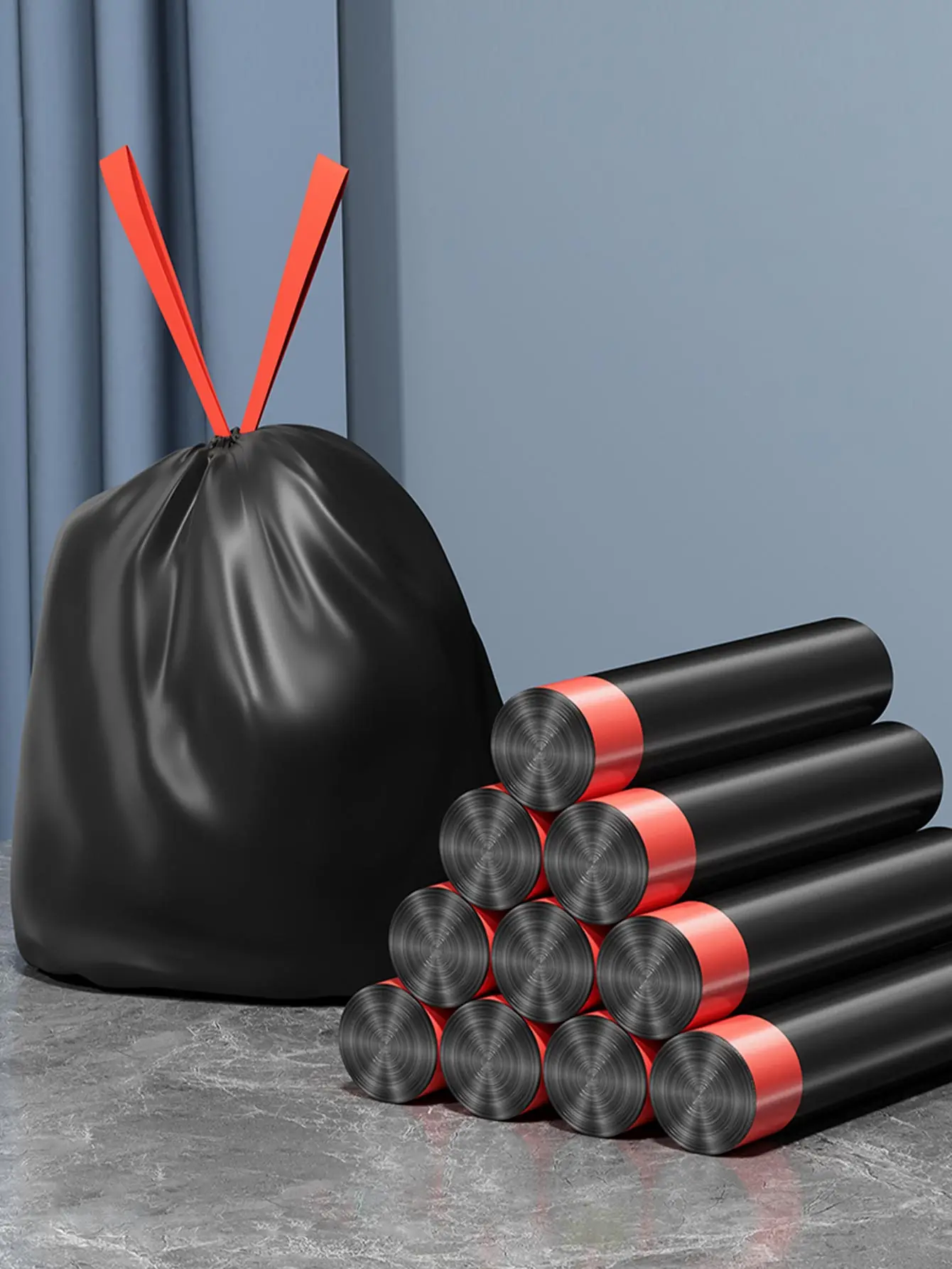 WORTHBUY Пластиковый мешок для мусора утолщенные одноразовые мешки на шнурке