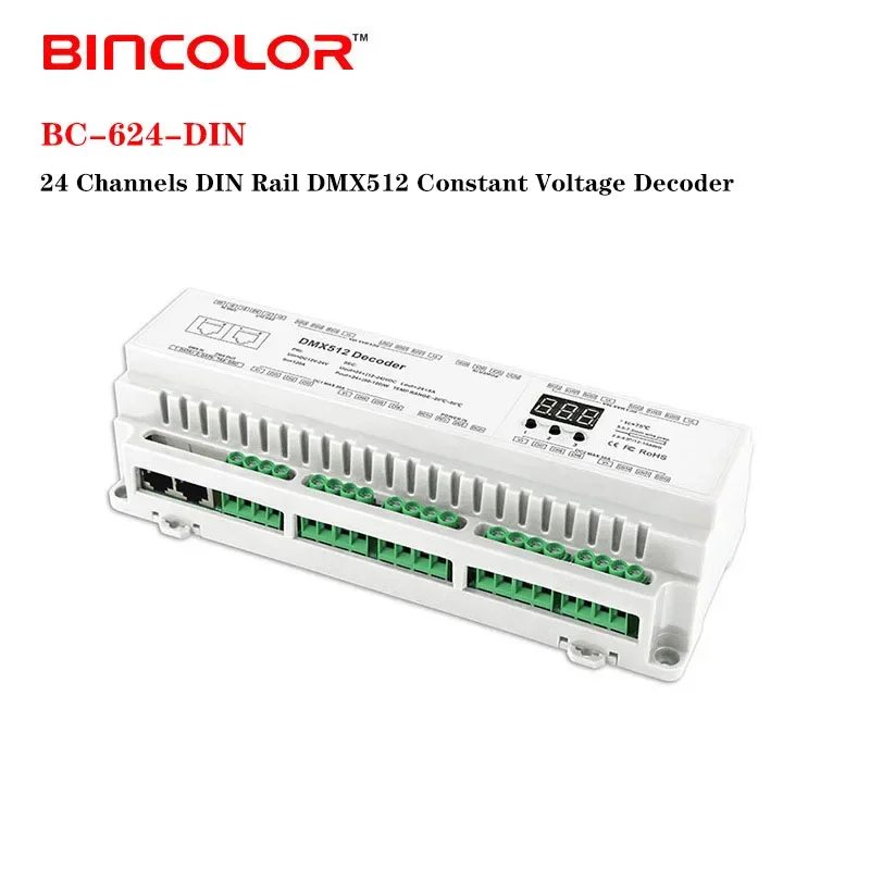 DC 12В-24В 3A * 32CH 40CH DIN Rail DMX декодер CV PWM RJ45 8-bit 16-битный DMX512/1990 Одноцветный CCT RGB RGBW