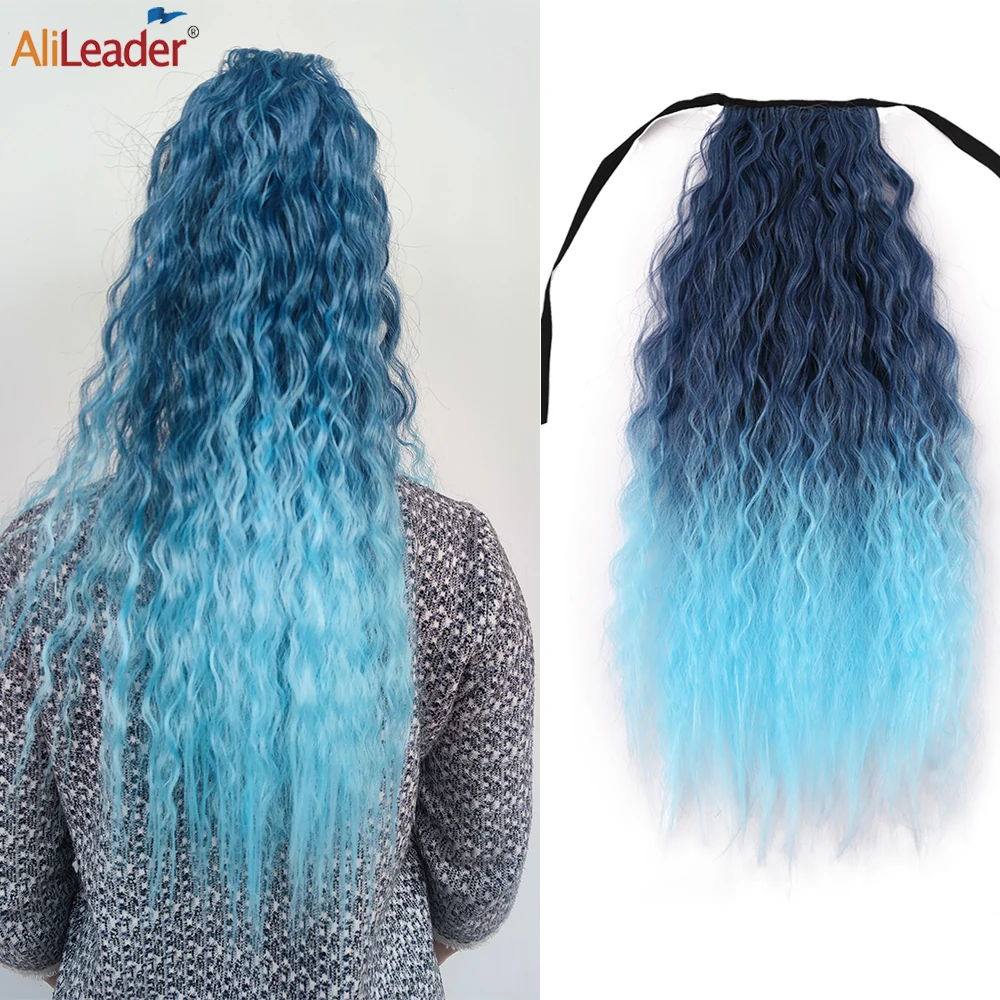 

Wholesale Curly Ponytail Synthetic Hair Extensions Clip-on Hair Pony Tail For Women Pink Ponytail Extension Alileader
