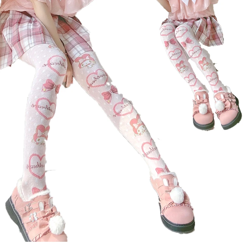

Kawaii cute cartoon Sanrioed Mymelody pantyhose cute lolita stockings Cute little girl wears birthday present