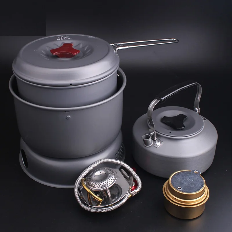 Газовая плита для кемпинга, спиртовая плита, приготовление пищи, чайник, набор из двух предметов