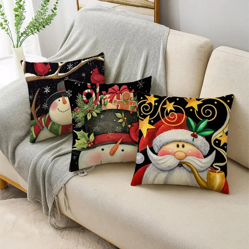 Рождественские белые наволочки из льна