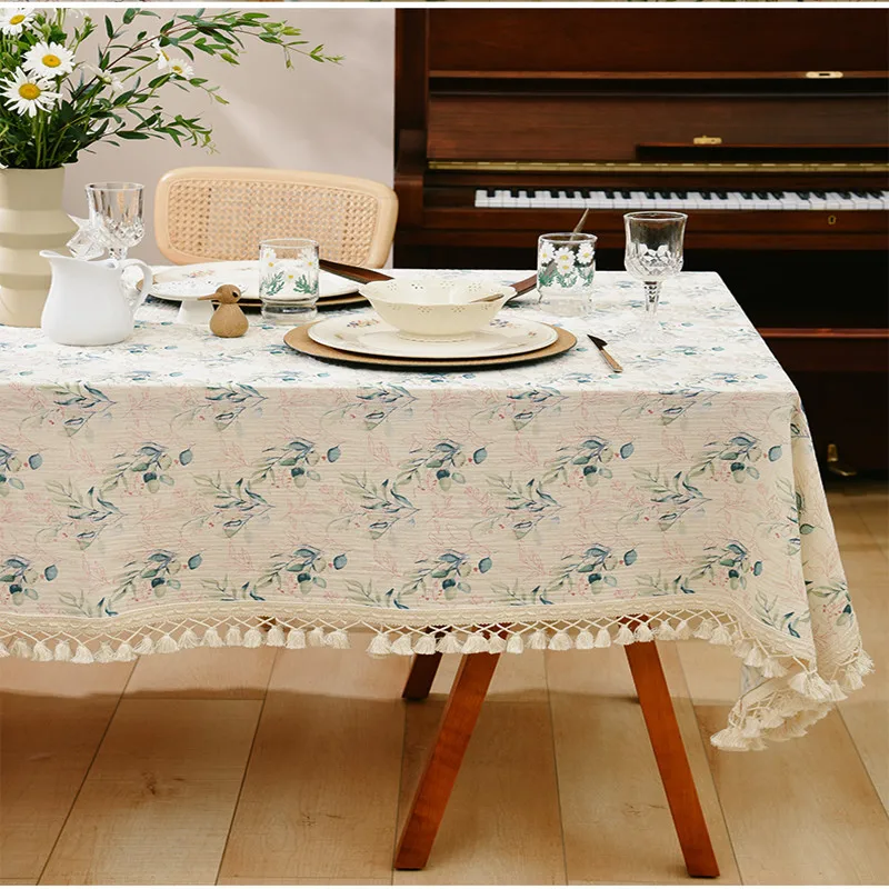 

Pastoral American French tablecloth, dining table, coffee table net, red guest room, rectangular retro home tablecloth