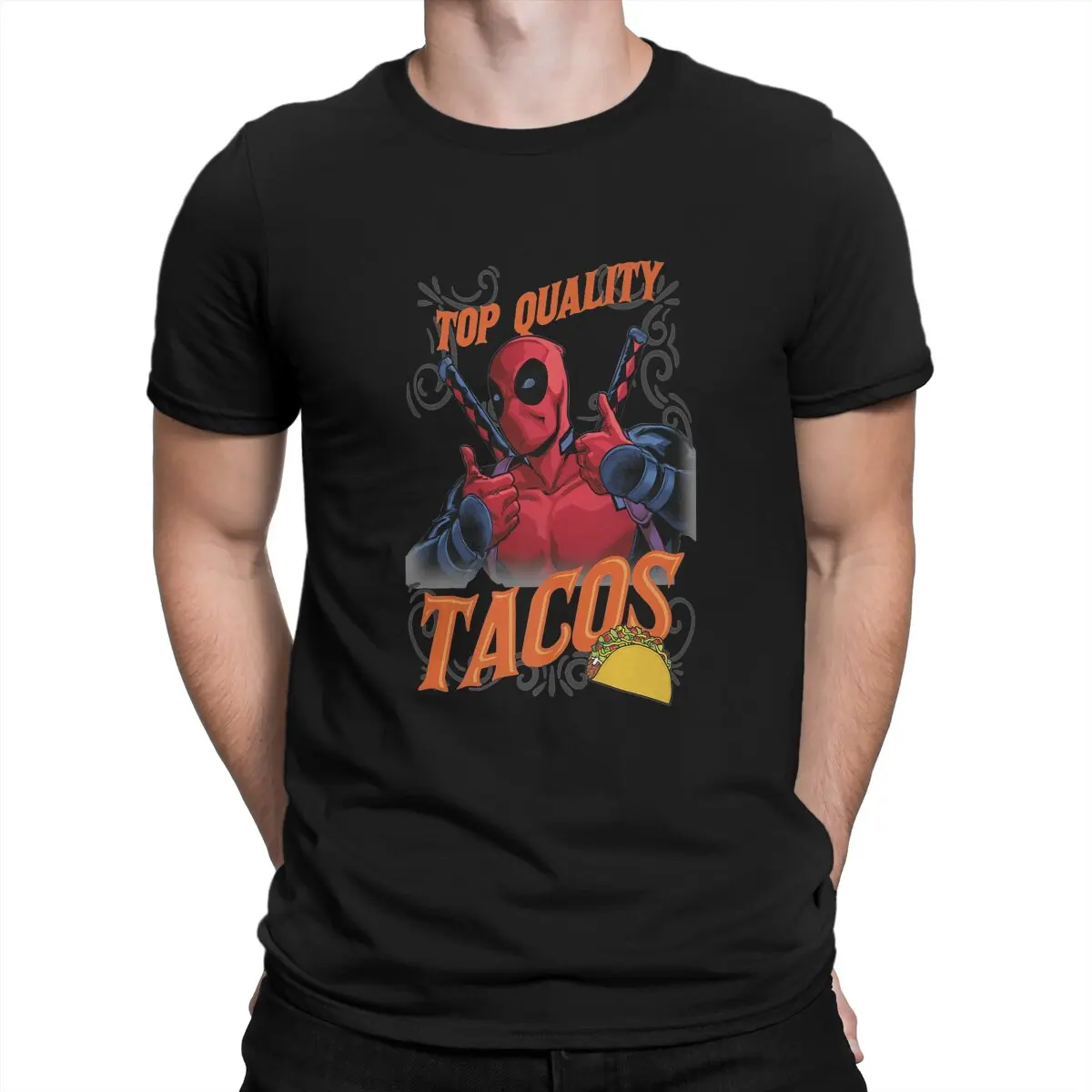 Классическая мужская футболка Tacos высшего качества Disney Deadpool Film с круглым вырезом