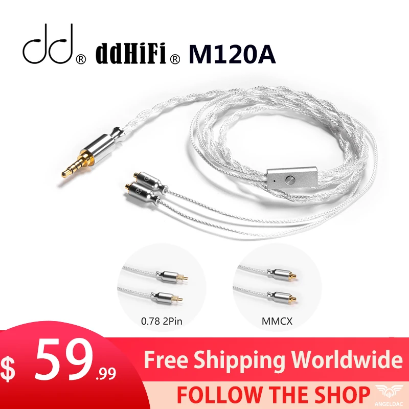 

DDHiFi M120A 3.5mm Earphone Cable with MMCX and 2-Pin 0.78 Connector, Supports CTIA Standard In-line Controls and Microphone