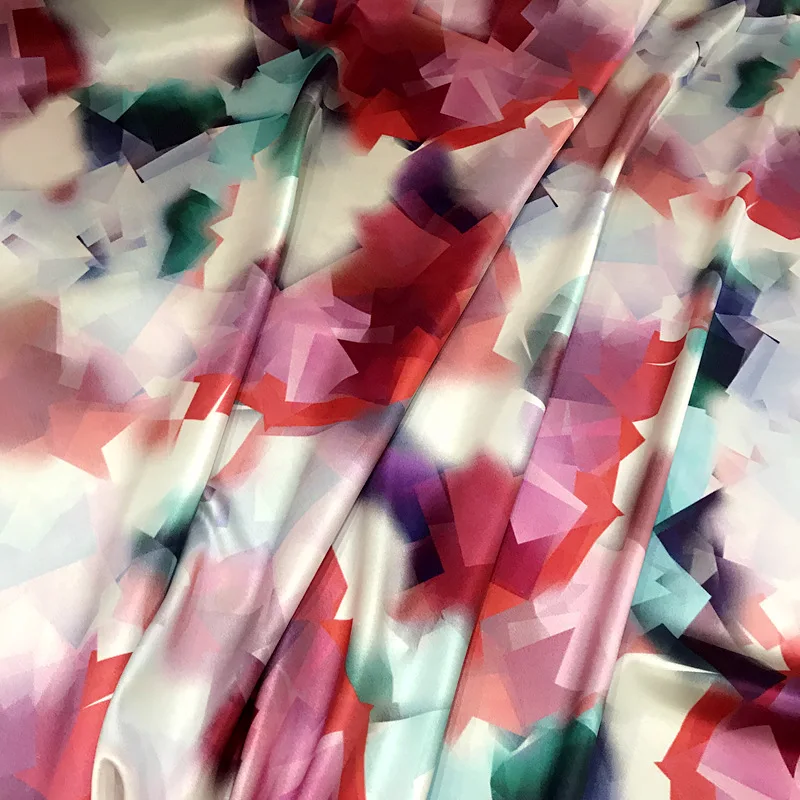

Эластичная шелковая атласная ткань, ширина 108 см, 19 мм, 90% шелк и 10% спандекс, платье с красочным принтом, летняя гладкая шелковая ткань Y112