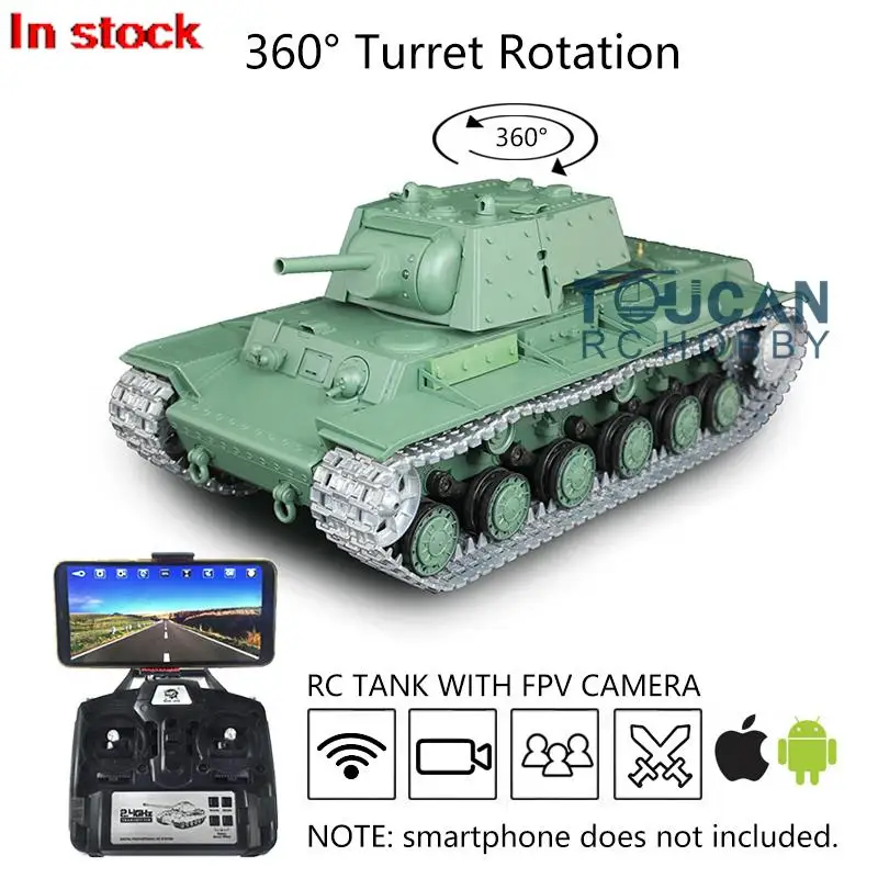 

Henglong 1/16 Scale 7.0 Upgraded Ver Soviet KV-1 RTR RC Tank Body Recoil 3878 FPV 360° Turret Metal Tracks TH17466-SMT7