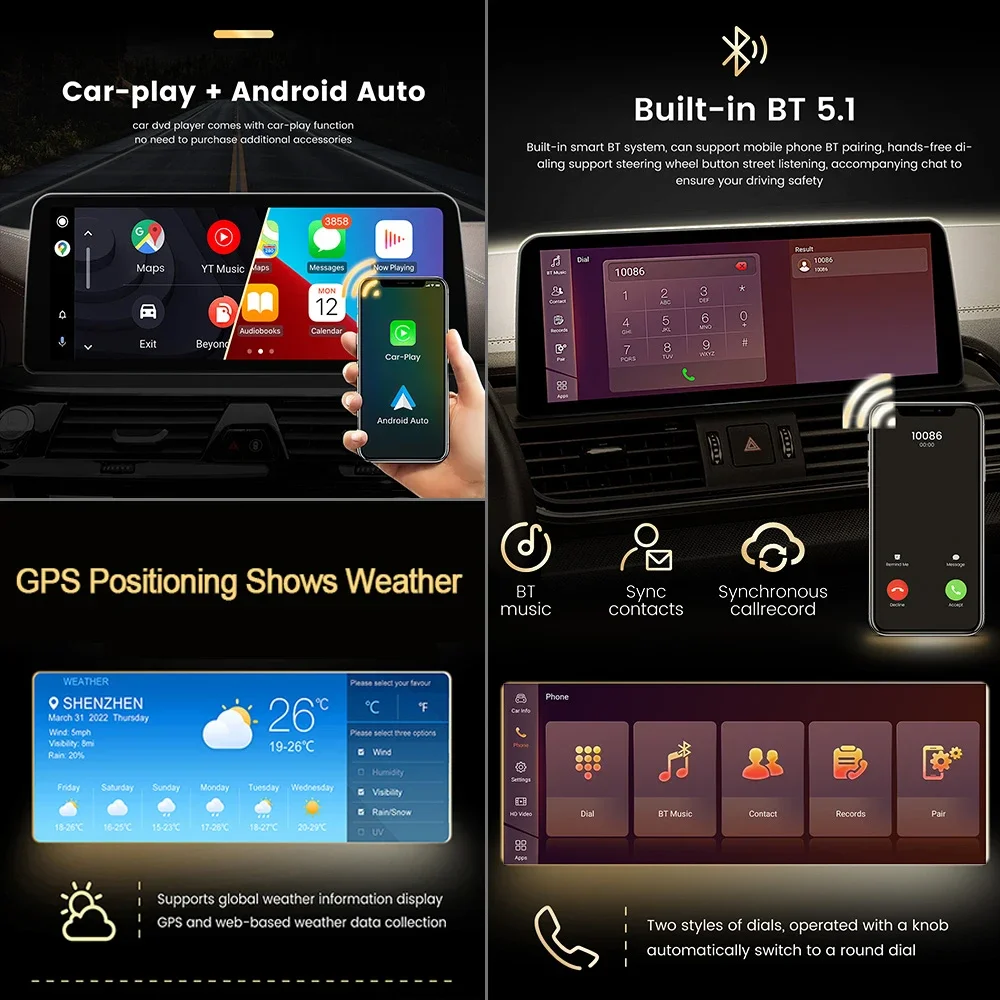 MEKEDE 12 3-дюймовый Android 13 Carplay Auto для BMW 5 серии GT F07 CIC NBT 2009-2016 Автомобильный FM-радио