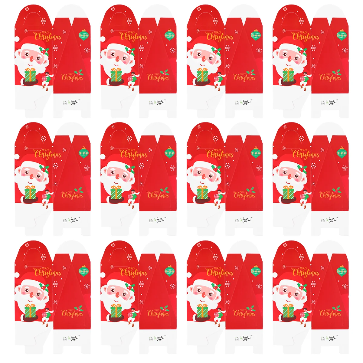 

12pcs Xmas Gift Bags Bakery Bags with Handle Christmas Paper Sandwich Bags Xmas Party Favor Paper Treat Bags