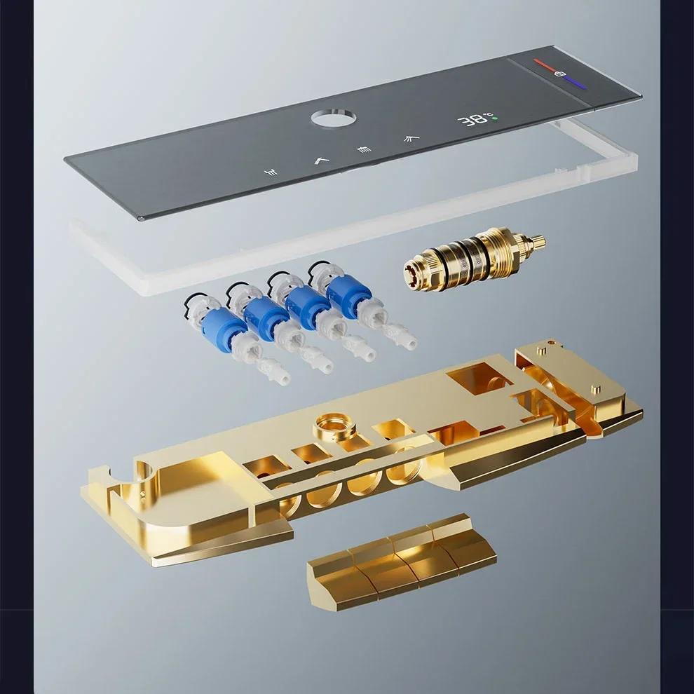 Новый цифровой душевой набор для фортепиано латунный смеситель ванной комнаты с