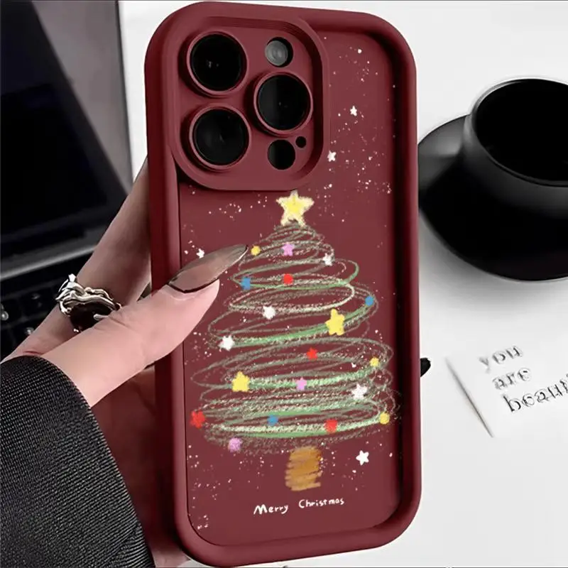 Чехол для Samsung Galaxy A24 A10S A15 A04 A03 A05 A20S A51 4G A11 A06 A03S A04E A31 A25 A50 A05S Artistic Matte Christmas Case