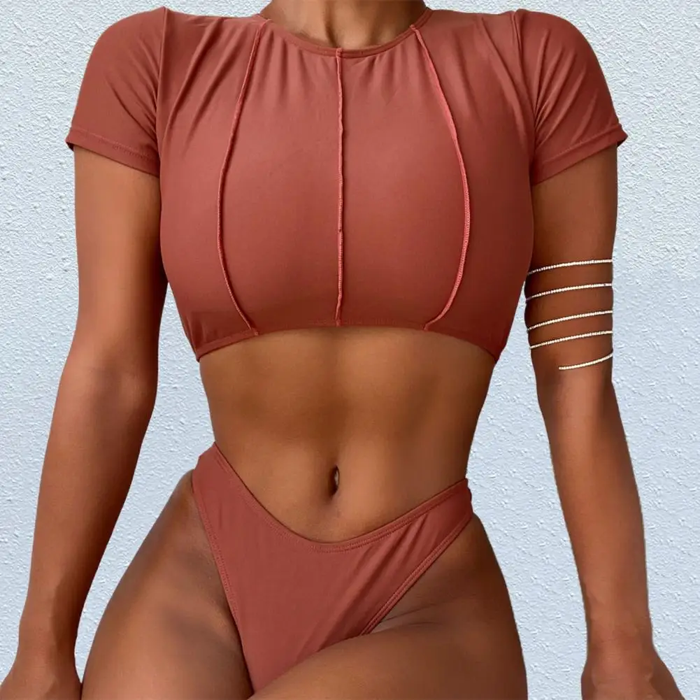 

Summer swimsuit 2022 new bikinis Two-piece O Neck Set High Waist Bathing Suit Beach party