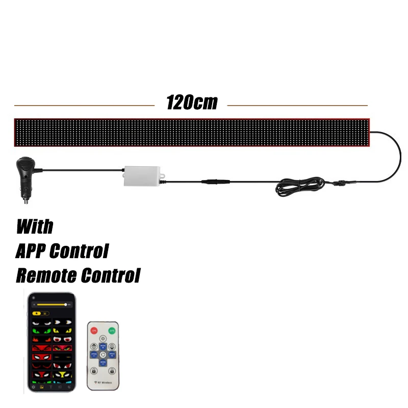 

1,2-2 м светодиодная панель Devil's Eyes, матричный экран, управление через приложение, анимация, экран дисплея, светильник для украшения лобового стекла автомобиля, грузовика