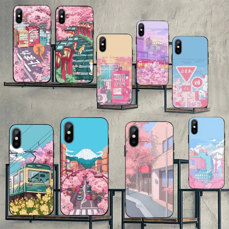 

Japanese Aesthetic Traint Moun Fuji art Phone Case For iphone 11 13 12 14 x xs xr pro max mini plus boys girls cover