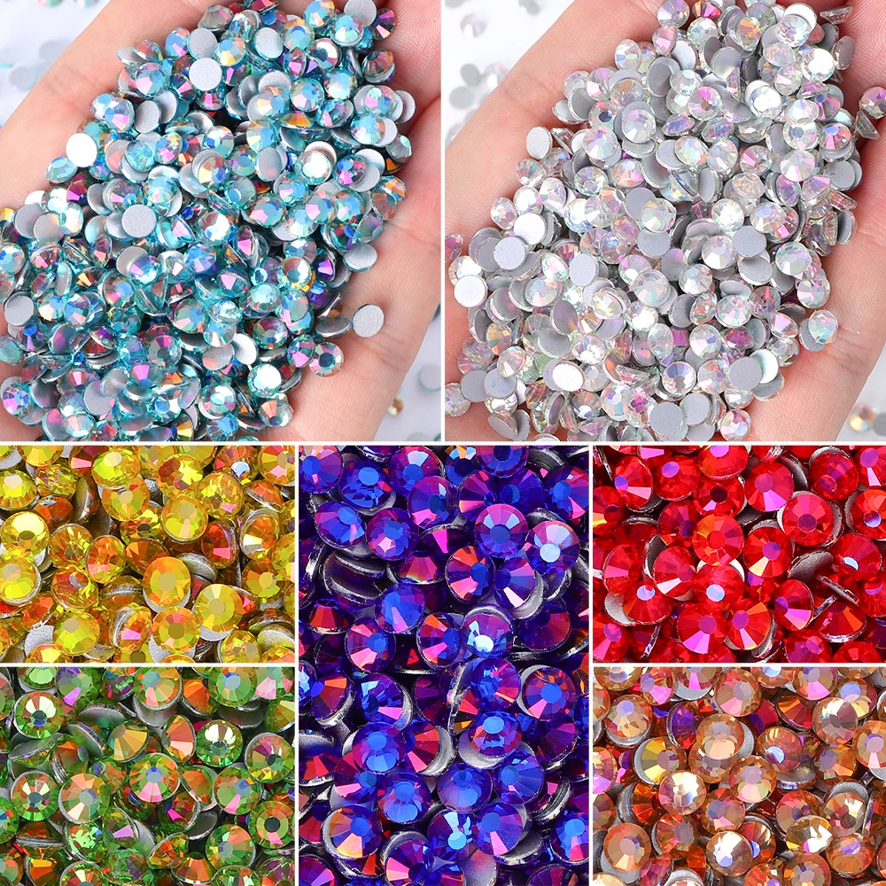 Высококачественные стеклянные бриллианты без горячей фиксации кристаллы с