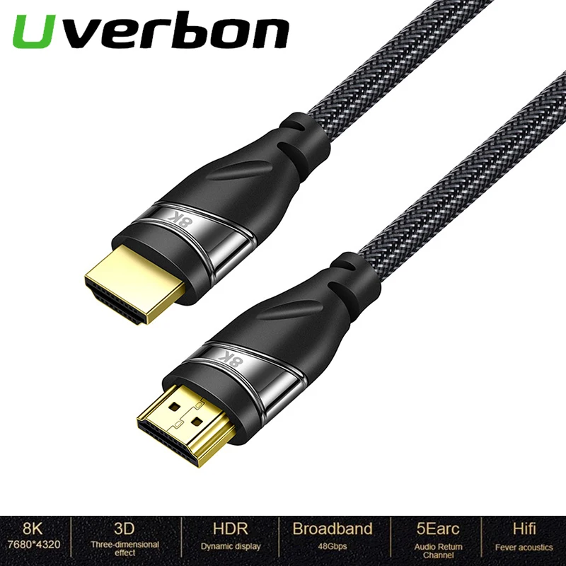

8K 60Hz HD 48Gbps HDMI Cable High Speed 2.1 Connection Cable Cord For Samsung QLED TV Roku PS4 0.5m/1m/1.5m/2m/3m/5m