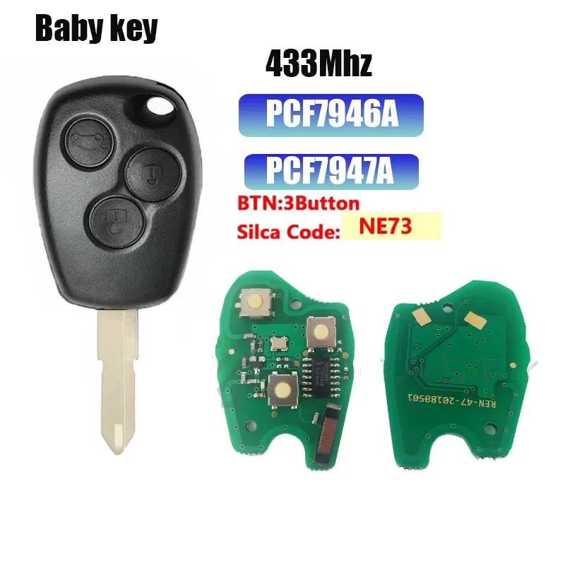 BB ключ для Renault Trafic Vauxhall Vivaro Sandero Logan Symbol Dacia Duster 433 МГц PCF7946/7947 чип дистанционный