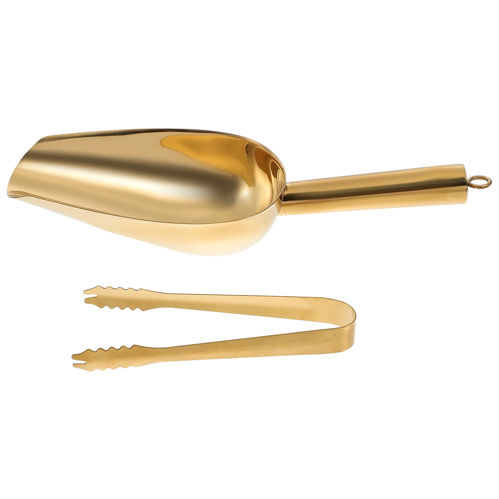 

1 Set Stainless Steel Flour Scoop Tong Kitchen Ice Tube Scoop with Tong for Home Bar Party