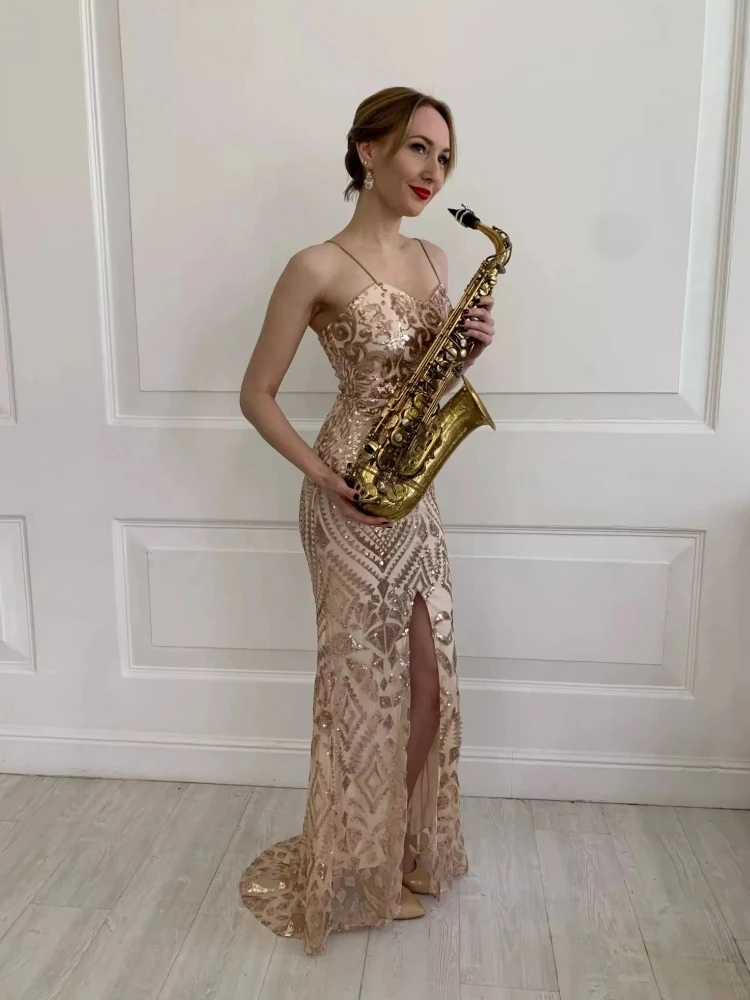 High End Sexy V-Neck Suspender Dress Long Dress Elegant Dinner Party Slim Annual Meeting Dress