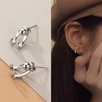 women trendy silver c shaped stud earrings jewelry gift simple accessories