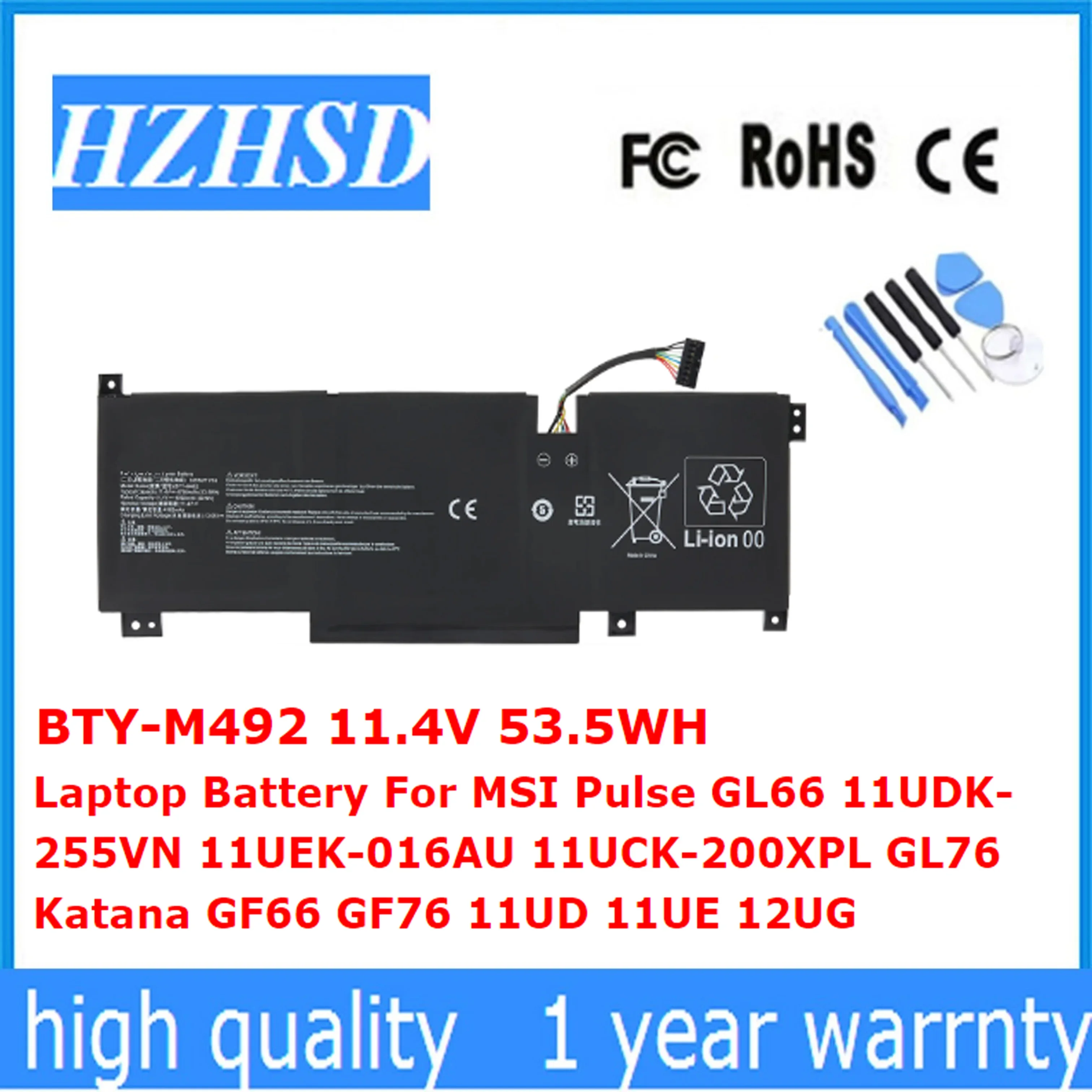 BTY-M492 11 4 В 53 5 Втч Аккумулятор для ноутбука MSI Pulse GL66 11UDK-255VN 11UEK-016AU 11UCK-200XPL GL76Katana GF66 GF76