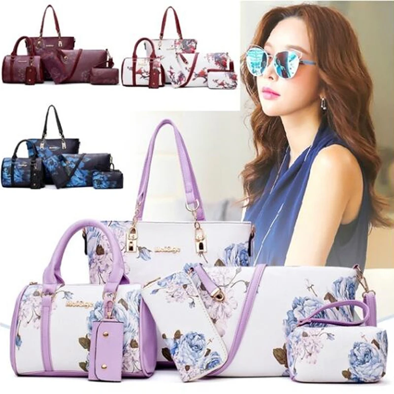 

2022 New Women's Shoulder Bag Women's Handbag Style Leather Bag Fashion Six Piece Set of Plum Blossom Pattern Chinese Single PU