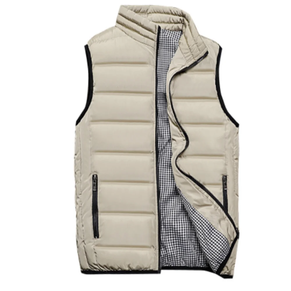 2020 Autumn Wnter New Men's Slim Fit Large Size Cotton Jacket Thick Down Cotton Vest Men's Thermal Vest Candy Color