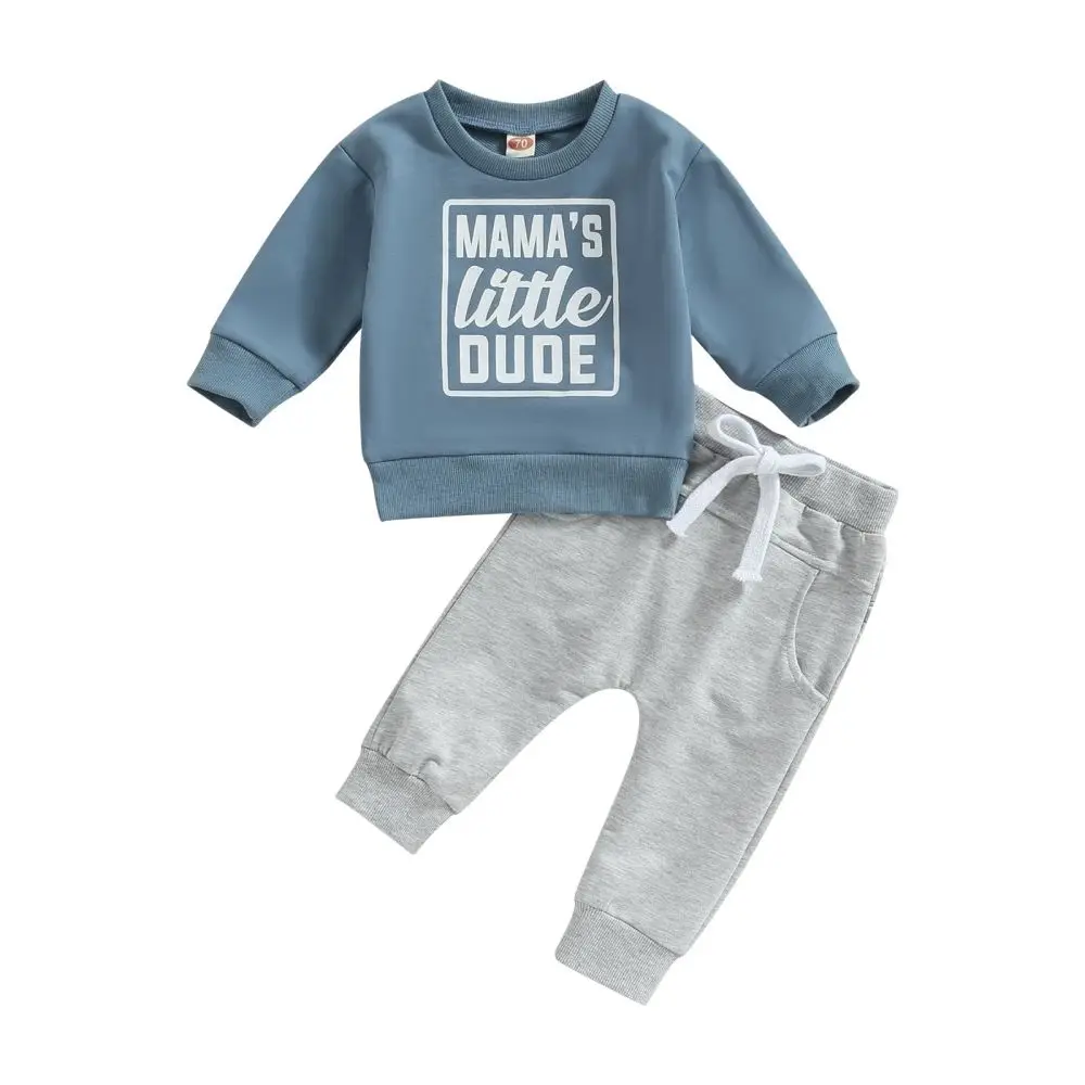 

2023 Toddler Baby Boy Clothes Little Dude Fall Winter Clothing Letter Long Sleeve Sweatshirt Pants Set Sweatsuit for 0-3 Years