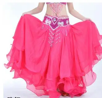 

1pcs/lot woman belly dancing skirt solid candy color chiffon large hem belly skirt stage performance skirt