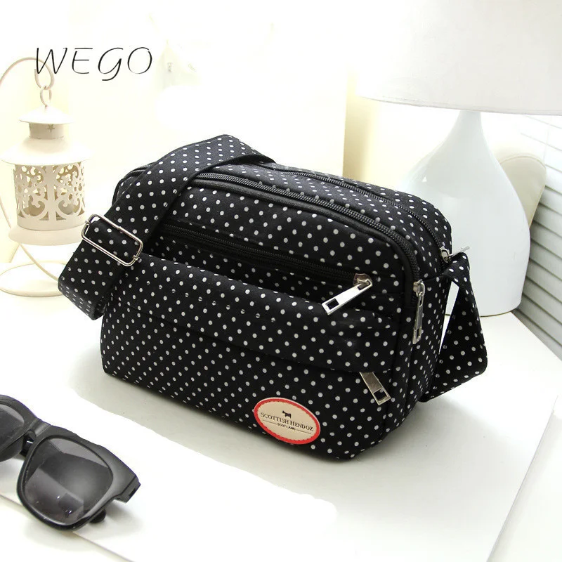 

Polka Dot Multicolor Printed Canvas Women's Crossbody Bag Trend Shoulder Bag Nylon Leisure Messenger Bag
