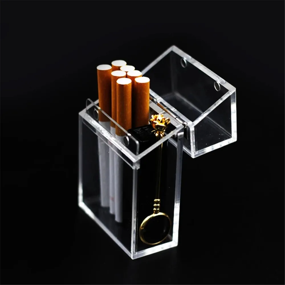 

Portable Transparent Cigarette Case Fashion Acrylic Cigarette Case For Men Thick Lighter Package Dustproof Decorative Gadgets