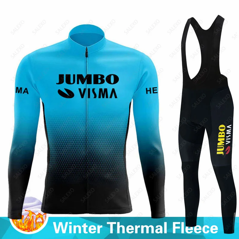 

Warm 2023 Jumbo Visma Winter Cycling Jersey Set Men MTB Bike Clothing Thermal Fleece Bicycle Clothes Suit Maillot Ropa Ciclismo