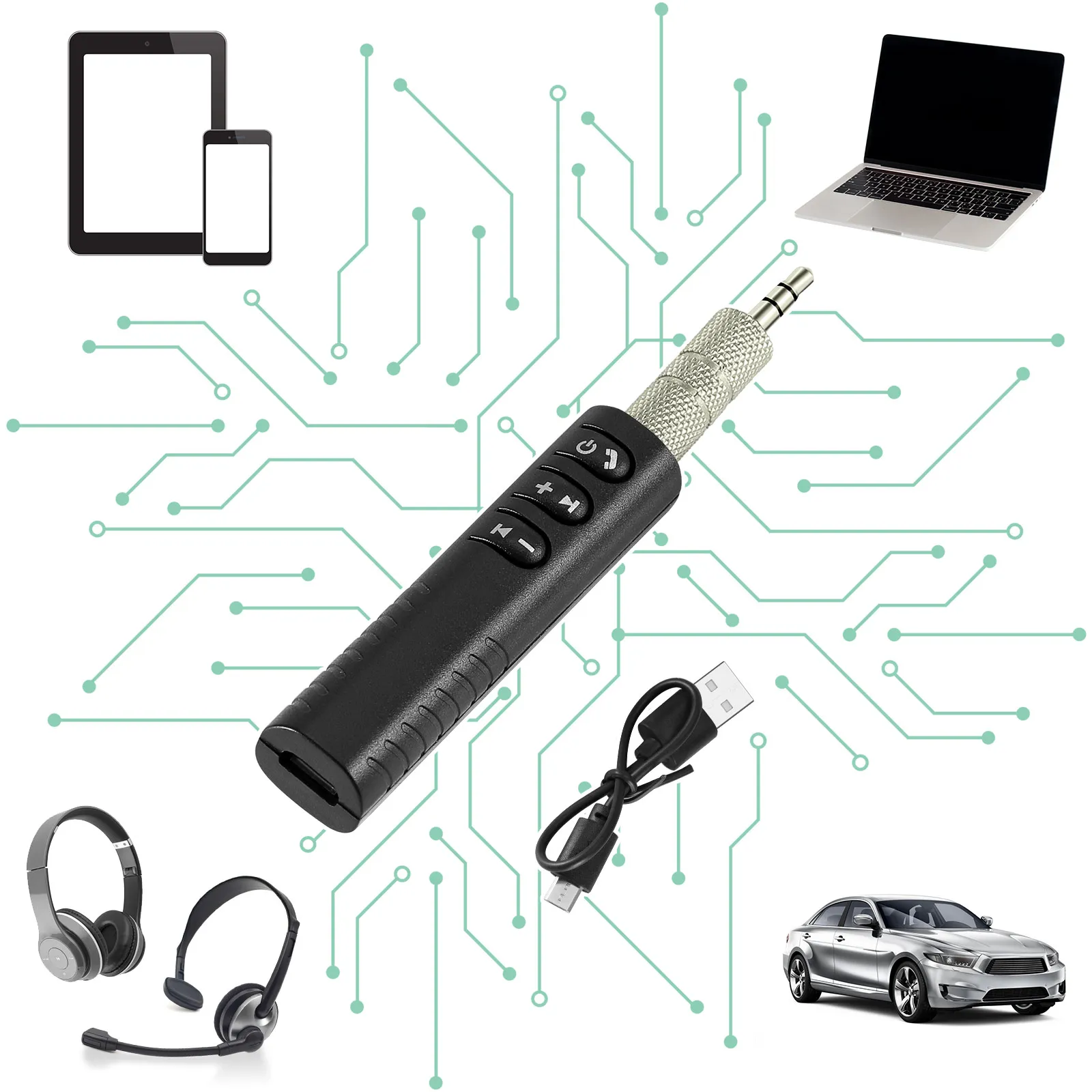

Беспроводной приемник Bluetooth 4,1, адаптер передатчика, разъем 3,5 мм для автомобильной музыки, аудио Aux A2dp, ресивер для наушников, гарнитура