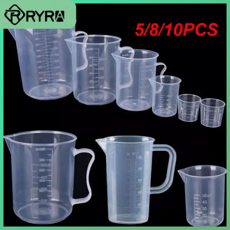 

5/8/10PCS Premium Clear Graduated Measuring Cup Plastic Measurement Tools With Graduated Quality Food Grade Plastic
