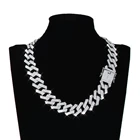 Мужская цепь 20 мм цепочка хип-хоп ожерелье паве Стразы мужские хип-хоп сверкающие ромбические кубинские цепи женские мужские ювелирные изделия